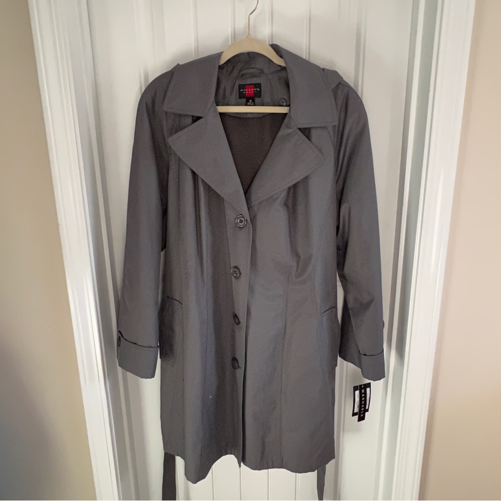NWT Gallery Woman hooded gray trench coat